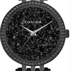 Bulova Ladies' Modern Crystals Black Ion Plated Stainless Steel Quartz Watch